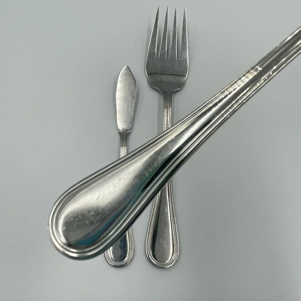Cuisinart Stratford Glossy 18/10 Stainless Cold Meat Fork Flat Butter Knife Lot